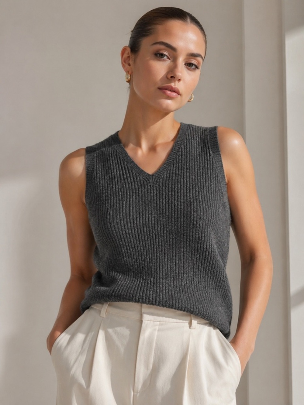 Ribbed Knit Sweater Tank | Minimalist Sleeveless · SXZY